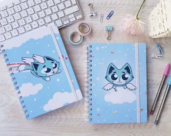 

Thick A5 notebooks with striped interior. Beautiful and original designs. Pack of 3 large, thick notebooks with wireo spiral.