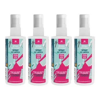 

CRYSTAL CLEAR. Pack 4 SPRAY SPRAY cleaner for objects and surfaces. Alcohol 70% (cosmetic ethanol). 4x100ml.