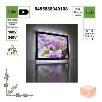 

Marco acrílico LED, HD Blanco, tamaño 400 * 300, 7W 6400K