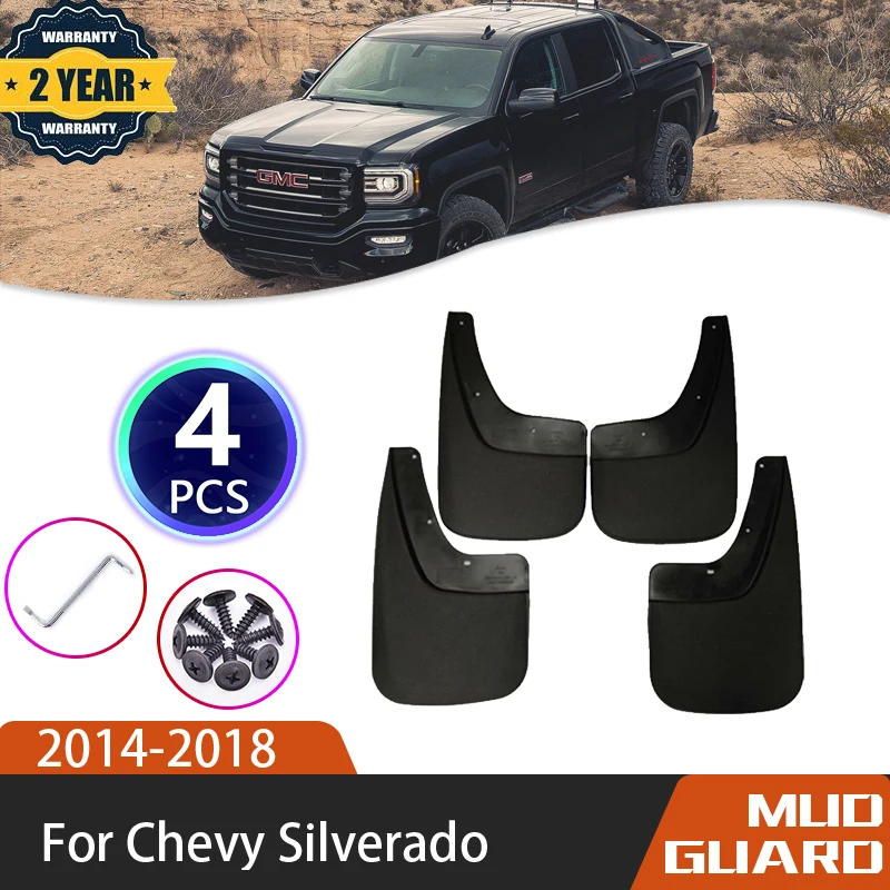 4 Mud Flaps For 2019-2021 Chevy Silverado 1500 New Body – Front & Rear, Black, Direct Fit