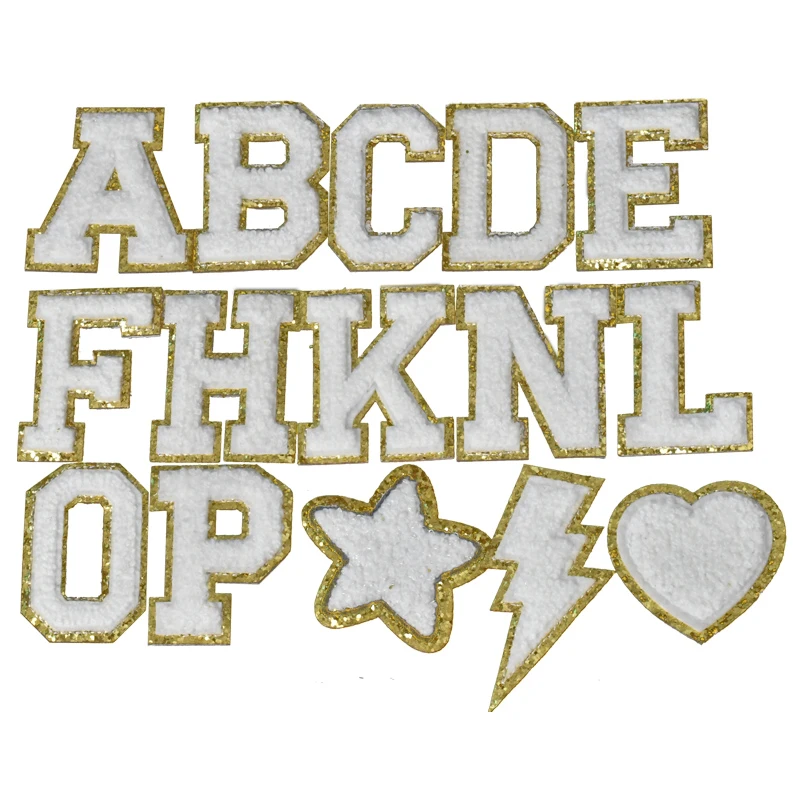 Stickon 5.5cm White Letter Patches Selfadhesive Clothing Patches