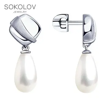 

SOKOLOV Silver drop earrings with stones with white pearls fashion jewelry silver 925 women's/men's, male/female, long earrings, women's male