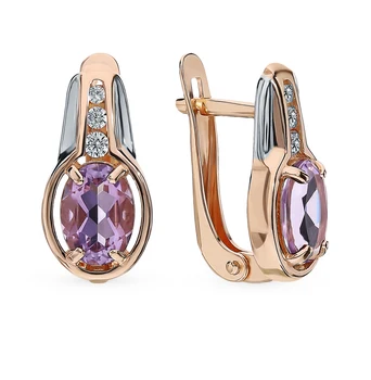 

Gold earrings with amethyst sunlight sample 585