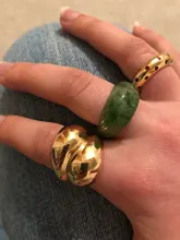 HUANZHI-anillo ancho brillante minimalista para mujer y hombre, anillos abiertos geométricos, joyería, Color dorado, plateado, 2020