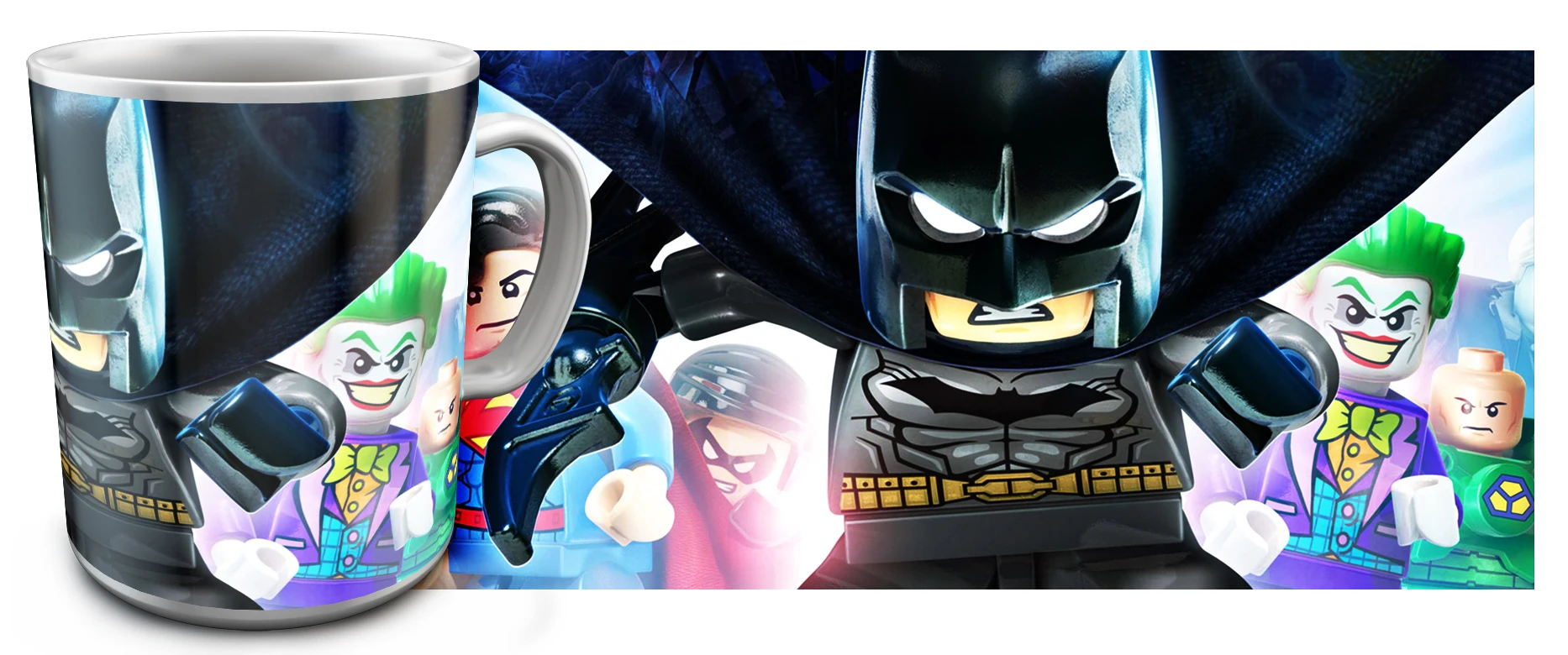 Blanco brillante superhéroes Lego Batman Joker, Superman|Tazas| - AliExpress