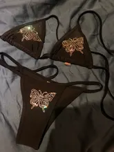 Conjunto de Bikini con diamantes de imitación para mujer, bañador Sexy de mariposa, ropa de playa, traje de baño con Push-Up, ropa de baño 2021