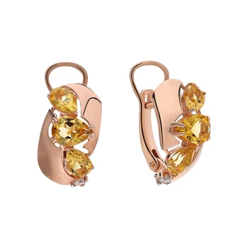 

Silver earrings with cubic zirconia and citrine sunlight sample 925