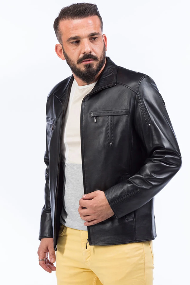 

Dericlub E-924 Spring Military Jacket Long Winter Outwear Confortable Bomber Motor Biker Fashion Genuine Leather Autumn Topcoat