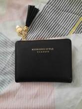 Cartera pequeña de piel con borlas para mujer, billetera corta de piel con cremallera, 2020