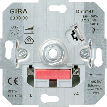 

Gira fur light regulator swivel 400W for L/N (on-turn) 030000