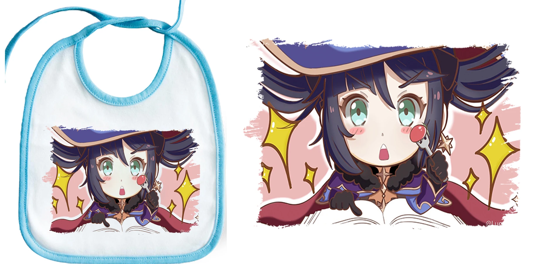 MERCHANDMANIA bib edge COLOR MAGA witch video game ANIME blue pink baby boy girl soft polyester infant gift | Мать и ребенок