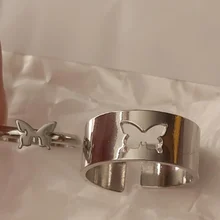 Anillo ajustable de oro con forma de mariposa para mujer y niña, conjunto de anillos finos de dedo irregulares, joyería femenina para fiesta, 2021