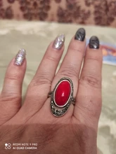 Kinel-anillo rojo de boda étnico para mujer, sortija tibetano Retro de plata, mosaico de cristal negro, joyería Vintage 2020