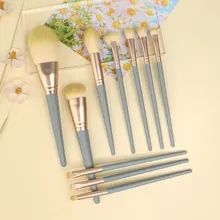 New 10 Pcs Blue makeup brushes set for cosmetic foundation powder blush eyeshadow kabuki blending make up brush beauty tool