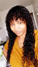 Sin Costuras de la onda de agua peluca peruano pelucas de cabello humano con flequillo completo máquina peluca para las mujeres negras 8-24 pulgadas envío rápido