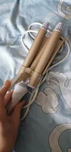 Utensilios de peluquería profesional, rizador de cerámica de triple barril de pelo eléctrico, ondulador de pelo, herramientas de estilismo