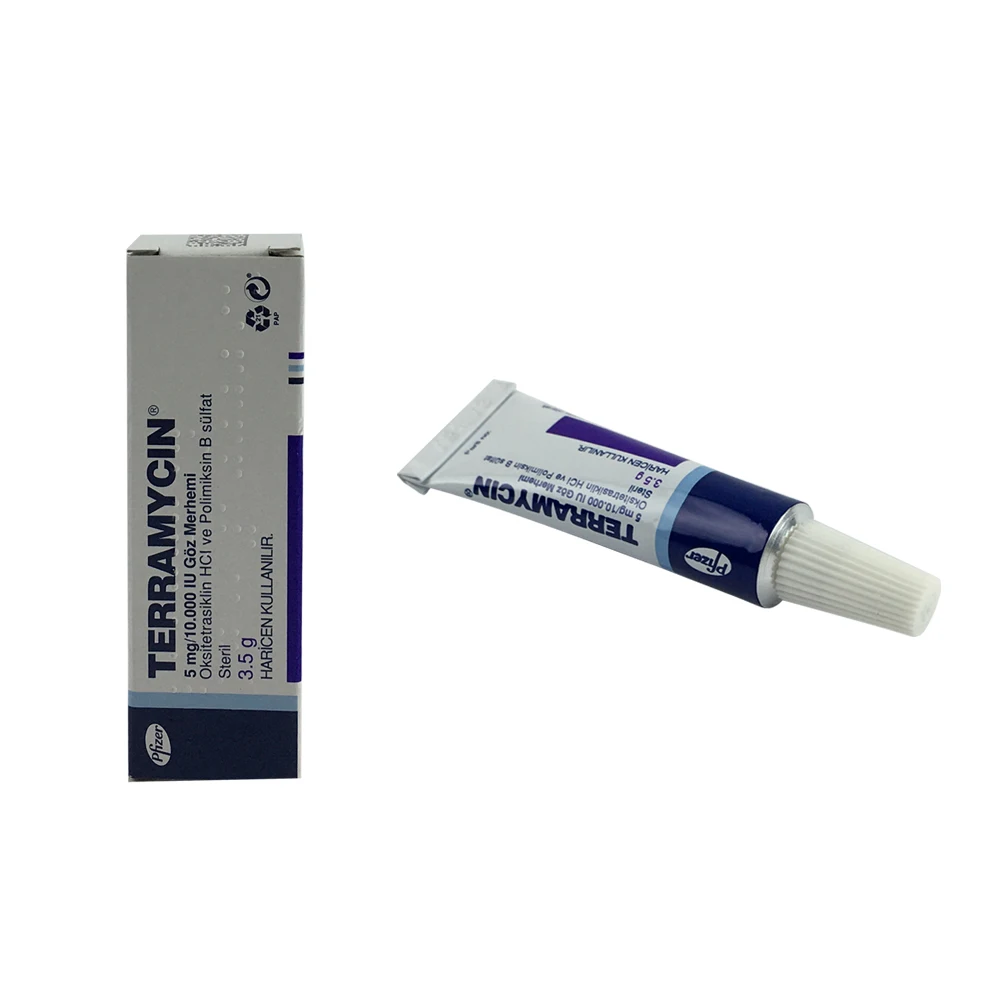 

Terramycin Ophthalmic Ointment w/ Polymyxin B Sulfate, 3.5 gr (1/8 oz) Conjunctivitis Eye Infection Treatment for Humans/Animals