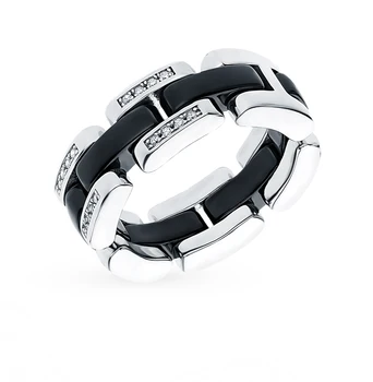 

Silver ring with ceramics and cubic zirconia sunlight sample 925 test