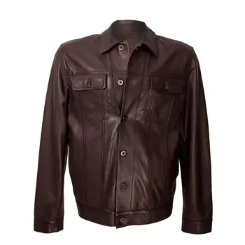 

Zerimar leather jacket for men with button closure front