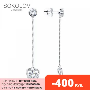 

SOKOLOV Silver drop earrings with stones with cubic zirconia fashion jewelry silver 925 women's/men's, male/female, long earrings, women's male
