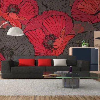 

Wall mural-poppies pleated-450x270 cm