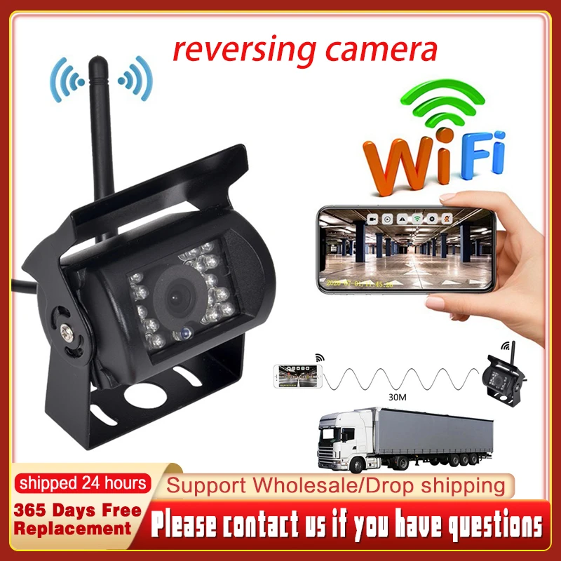 HD Truck Reversing Camera Wireless Rear View Camera WiFi Rreversing Camera 170° Wide Angle Night Vision Bus Truck Cam Waterproof dashboard camera for car