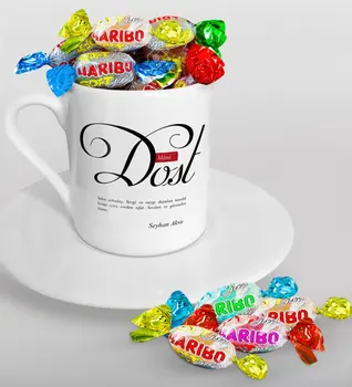 

Personalized Mânâ Friendly Turkish coffee Cup and Haribo Candy Gift Set