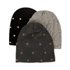 Geebro Women Soft Cotton Hats With Bead Accessories Fashion Baggy Caps Solid Color Warm Adult Outdoor Casual Skullies Beanies 3