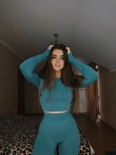 Gym Clothing Leggings Sportswear Crop-Top Yoga-Set Long-Sleeve Seamless Fitness Women Workout