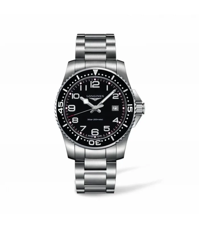 LONGINES HYDROCONQUEST черный циферблат кварц L3.689.4.53.6