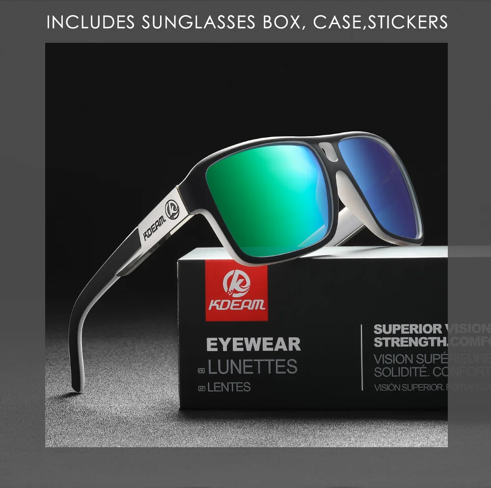 KDEAM Blendung Blockieren Sonnenbrille Männer Platz Polarisierte Sonnenbrille Männlichen Enthält Original Marke Box Und Zipper Fall – Detail 1