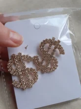 Drop-Earrings Dollar Pendant Rhinestone Fashion Jewelry AENSOA Personality Women 