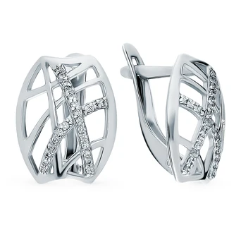 

Silver earrings with cubic zirconia sunlight sample 925 test