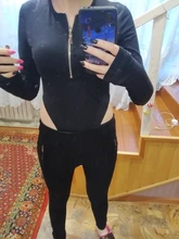 Body Sexy de manga larga para mujer, mono ceñido con cremallera y cuello de pico, mono ceñido entallado para mujer, ropa de discoteca Sexy tipo Tanga