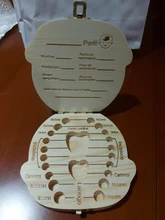 Caja de dientes de madera para bebé, organizador para guardar dientes de leche, idioma español e inglés, Umbilica, guardar regalos