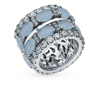 

Silver ring with cubic zirconia and cat eye sunlight sample 925