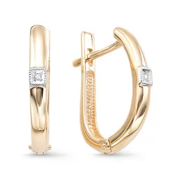 

Gold earrings 585 tests with stones: fianit, women's earrings, female, fashion jewelry, natural stones.