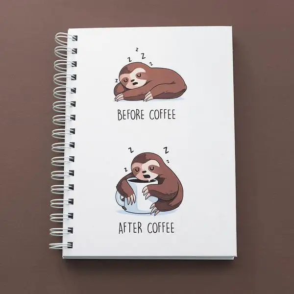 Блокнот Before-after coffee sloth / A5- A5