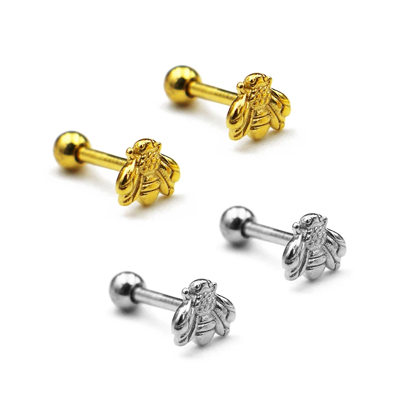 1pc 16G Surgical Steel Bee Stud Earring/16G Cartilage Earrings For Men Women ,bee Jewelry, Body Piercing