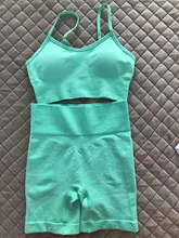 Conjunto de gimnasio sin costuras de 2 piezas para mujer, ropa de Yoga, Sujetador deportivo, mallas, pantalones cortos de entrenamiento, ropa deportiva