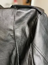 Jacket Short Winter Coat Faux-Leather Mozuleva Black Women Retro PU Turn-Down-Neck Loose