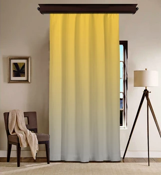 

Cipcici Yellow Ecru Degraded Single Panel Blackout Curtain for Living Room for Bedroom Soundproof Thick Window Curtains