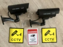 Cámara ficticia impermeable, lente de vigilancia CCTV falsa para exteriores e interiores, impermeable con luz LED color rojo parpadeante, envío gratis