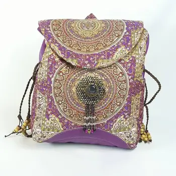

Hand Made AUTHENTİC jacquard fabric PURPLE stylish Backpack