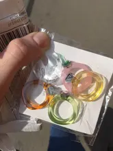 HUANZHI-Conjunto de anillos redondos de resina acrílica para mujer, colorido, Diamante de imitación cuadrado geométrico, regalo de viaje, 2021