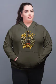 

Angemiel Wear Let The Music Play Green Women 'S Hooded Sweatshirt