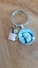 Keychain Pen-Holder Charm Glass The-Light A-Z-Pendant Teacher Thank-You Enamel Round