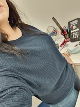 GAOKE-suéter de punto cálido para mujer, Jersey informal de manga larga de murciélago, sólido, ropa fina para mujer