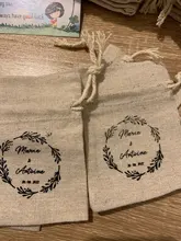 Lino Natural bolsas de regalo de joyería 8x11cm 9x12cm 10x15cm, 13x17cm paquete de 50 logotipo personalizado maquillaje bolso bolsas