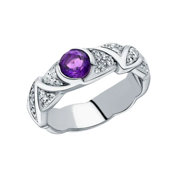 

Silver ring with amethyst and cubic zirconia sunlight sample 925